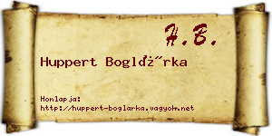 Huppert Boglárka névjegykártya